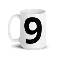 White glossy mug "9"