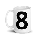 White glossy mug   "8"