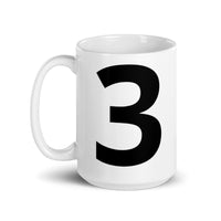 White glossy mug   "3"