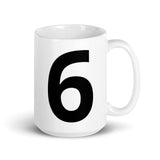 White glossy mug   "6"