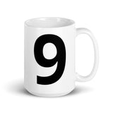 White glossy mug "9"