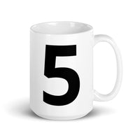 White glossy mug "5"