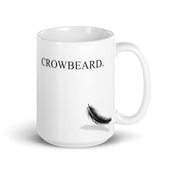 White glossy mug CROWBEARD with Feather