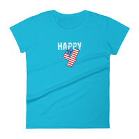 Women's 100% cotton short sleeve t-shirt. "HAPPY 4"