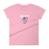 Women's 100% cotton short sleeve t-shirt. "HAPPY 4"