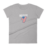 Women's 100% cotton short sleeve t-shirt. "HAPPY 4"