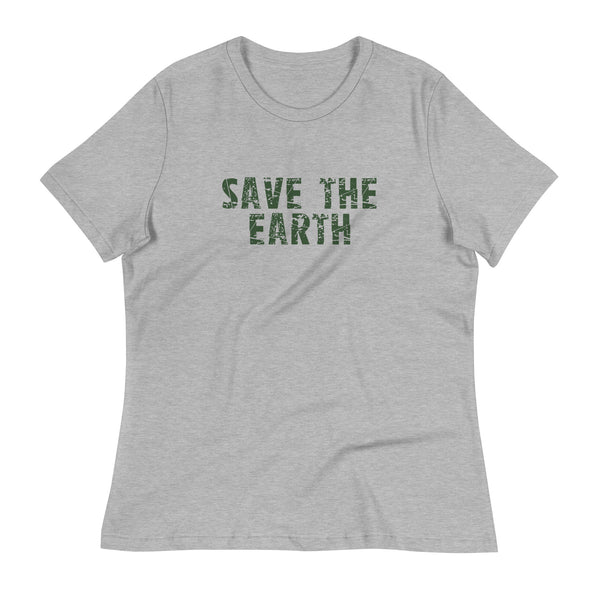 Women's relaxed fit and smooth fabric tee "SAVE THE EARTH"