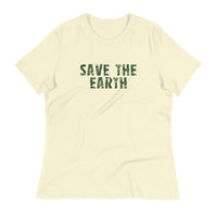 Women's relaxed fit and smooth fabric tee "SAVE THE EARTH"