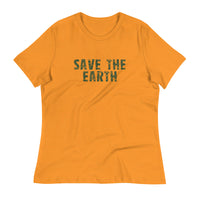 Women's relaxed fit and smooth fabric tee "SAVE THE EARTH"