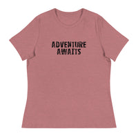 Women's Relaxed T-ShirtWomen's relaxed softest and most comfortable t-shirt you'll ever own. "ADVENTURE AWAITS"