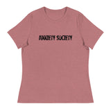 Women's Relaxed T-Shirt - probably the most comfortable t-shirt you will own. Soft and smooth fabric "ANXIETY SOCIETY"