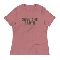 Women's relaxed fit and smooth fabric tee "SAVE THE EARTH"