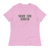 Women's relaxed fit and smooth fabric tee "SAVE THE EARTH"