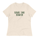 Women's relaxed fit and smooth fabric tee "SAVE THE EARTH"